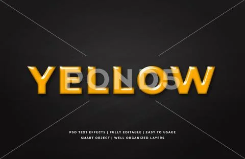 Yellow plastic 3d text style effect mockup - PSD Template PSD 템플릿