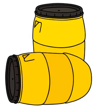 Yellow plastic barrels Stock Illustration