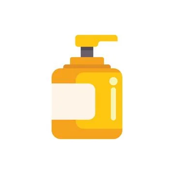 Yellow plastic bottle dispenser pump for gel, liquid soap, lotion, cream, sha Ilustración de archivo