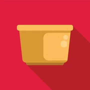 Yellow plastic bucket standing on red background Illustration
