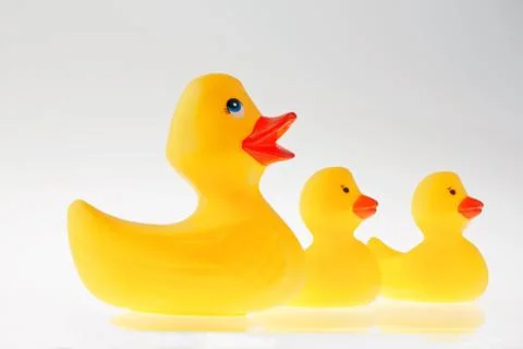 Yellow plastic duck Stock Photos