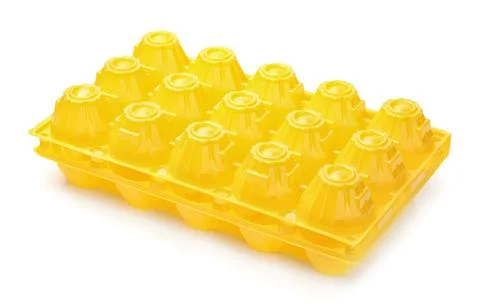 Yellow plastic eggs box Stock Photos