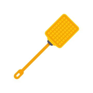 Yellow plastic fly swatter isolated on white background Stock Illustration