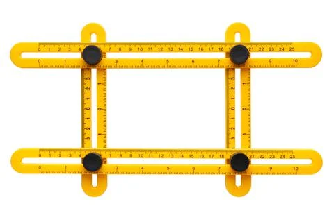Yellow plastic four-angled ruler Stock Photos
