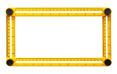 Yellow plastic four-angled ruler Stock Photos