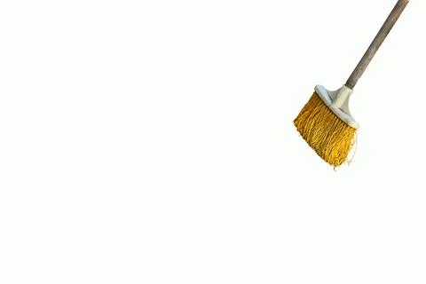 Yellow plastic mop for cleaning isolated on white Stock Illustration