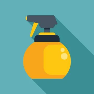 Yellow plastic spray bottle for cleaning holding liquid detergent Illustrazione stock