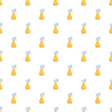 Yellow plastic spray bottles seamless pattern Stock Illustration
