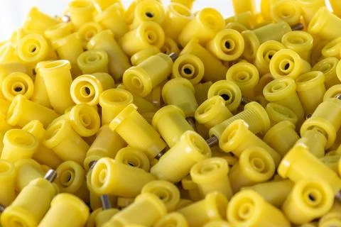 Yellow Plastic Threaded Components Stock Photos