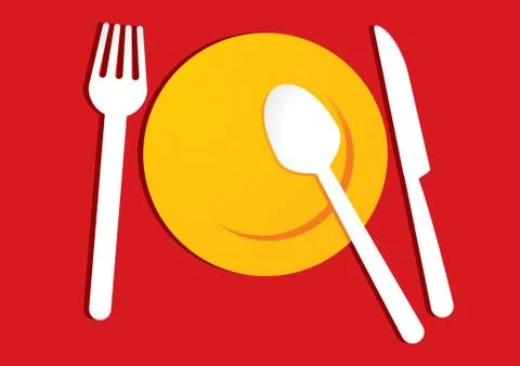 Yellow plate on red background Stock Illustration