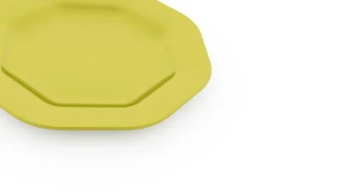 Yellow plate rendered on white background Stock Illustration