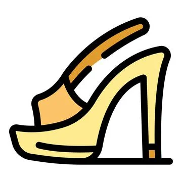 Yellow platform high heel sandal with ankle strap icon Stock Illustration