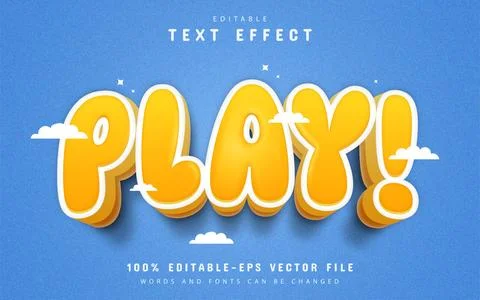 Yellow play 3d text effect editable Illustrazione stock