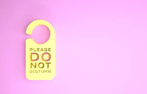 Yellow Please do not disturb icon isolated on pink background. Hotel Door Han Stock Illustration
