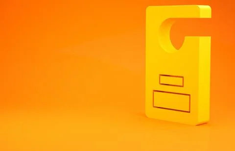 Yellow Please do not disturb icon isolated on orange background. Hotel Door H Stock Illustration