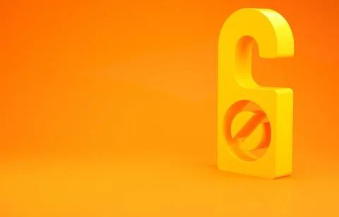 Yellow Please do not disturb icon isolated on orange background. Hotel Door H イラスト素材