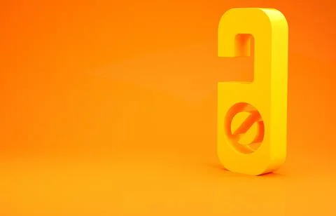 Yellow Please do not disturb icon isolated on orange background. Hotel Door H 库存插图