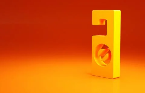 Yellow Please do not disturb icon isolated on orange background. Hotel Door H イラスト素材
