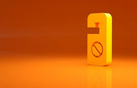 Yellow Please do not disturb icon isolated on orange background. Hotel Door Stock Illustration