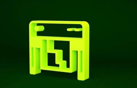 Yellow Plotter icon isolated on green background. Large format multifunction  Illustrazione stock