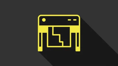 Yellow Plotter icon isolated on grey background. Large format multifunction Vídeos de archivo 147706952