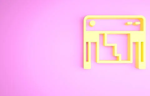 Yellow Plotter icon isolated on pink background. Large format multifunction p Stock Illustration