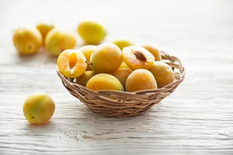Yellow Plums fruit close up Stock Photos