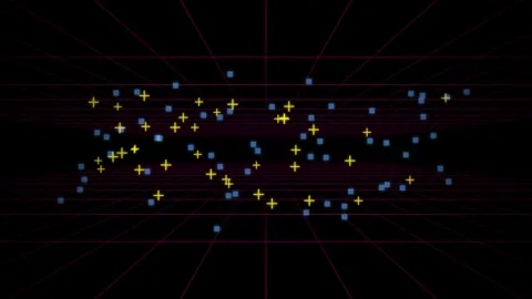 Yellow plus signs and blue squares seamless loop motion background Stock Footage 345182871