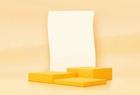 Yellow podium, 3d realistic platform or pedestal Stock Illustration