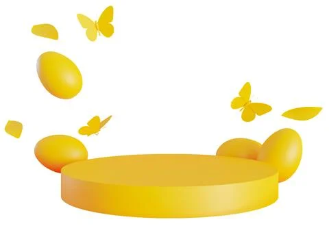 A yellow podium sits on a clear background. Surrounding the podium are yell.. イラスト素材