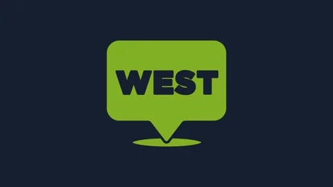 Yellow Pointer to wild west icon isolated on blue background. Western signboard Stock Footage 232070401