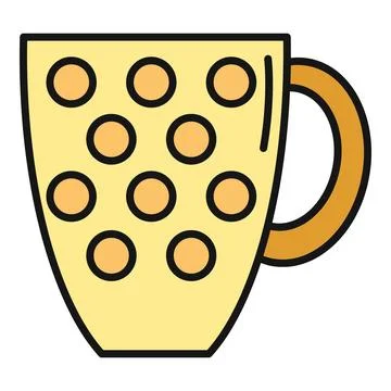 Yellow polka dot mug icon for hot beverages 库存插图