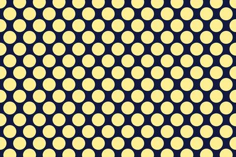Yellow polka dot pattern on dark blue background seamless design Stock Illustration