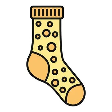 Yellow polka dot sock icon flat design Stock Illustration