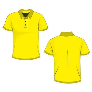 Yellow polo template in front, side and back views Stock Illustration
