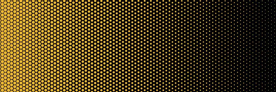 Yellow polygon halftone dots effect in black and white color. Halftone effect Stock Illustration