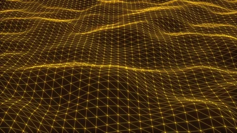 Yellow polygon, wire frame, network of abstract moving polygons. Stock Footage 316599354
