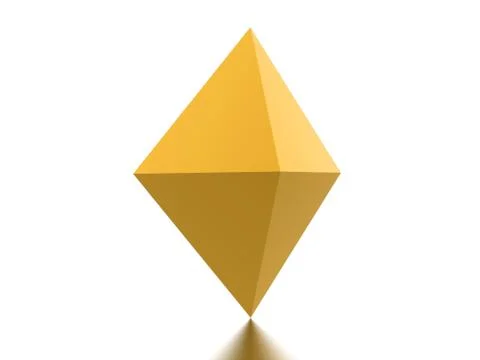 Yellow polygonal element rendered on white background Illustrazione stock
