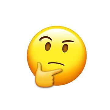 Yellow pondering, thinking or deep thought face with index finger resting Stock Illustration