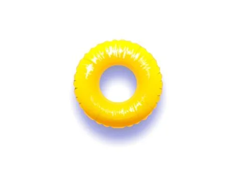 Yellow pool float with real shadow isolated in white background Stock Illustration