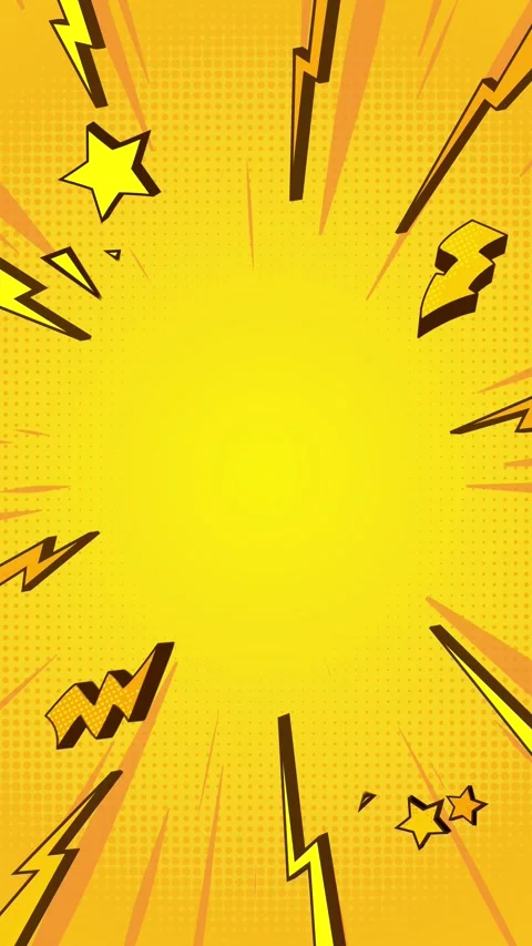 Yellow pop art comic background with lightning bolts Stock Footage 320337060