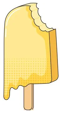Yellow popsicle with bite mark Illustrazione stock
