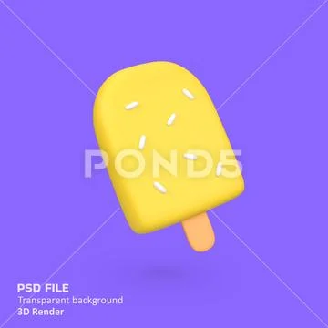 Yellow popsicles isolated 3d render icon illustration PSD Template
