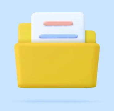 Yellow portfolio folder 3d icon. 스톡 일러스트