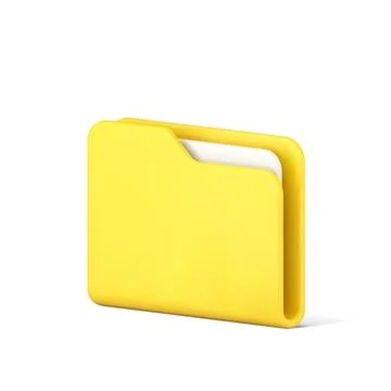 Yellow portfolio folder 3d icon. Information plastic file with documentation Stock Illustration