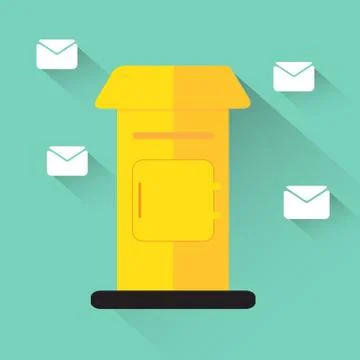Yellow post box flat Stock Illustration