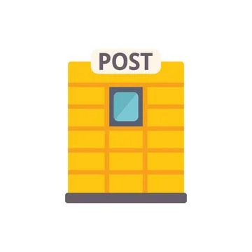 Yellow post office boxes with small window providing secure mail delivery Illustration