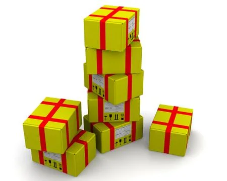 Yellow postal parcels イラスト素材