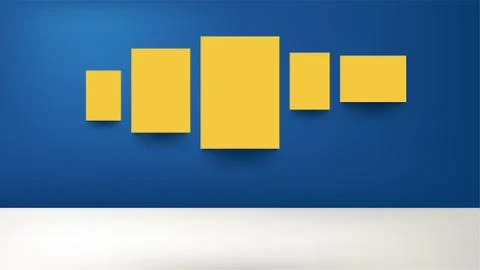 Yellow posters on blue wall Stock Illustration