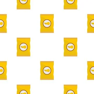 Yellow pouch of potato chips pattern seamless Stock Illustration